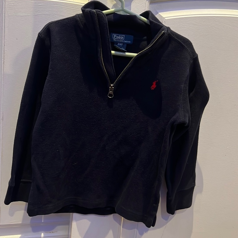 Polo zippered navy sweater. Gently used. $12